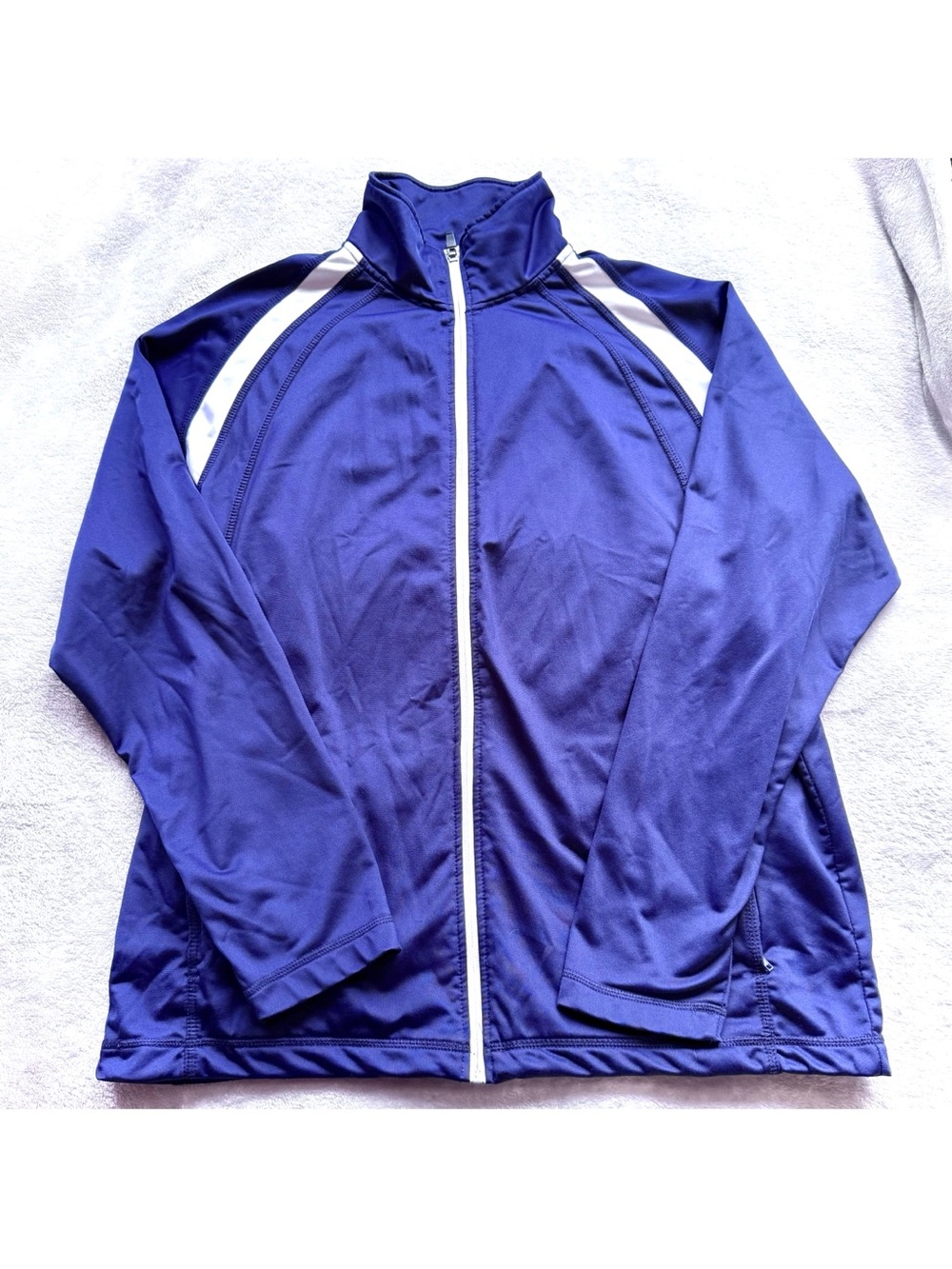 Sport-Tek Navy Full Zip Jacket with White Accents & Zippered Pockets